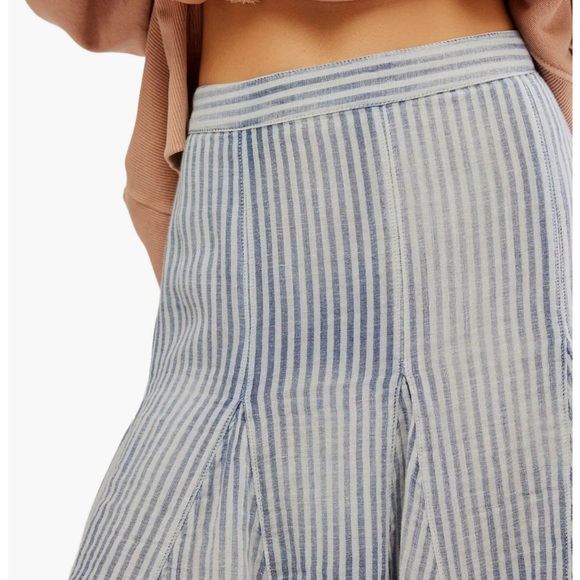 NWOT Free People cotton linen blend elastic waist flare skirt - Picture 4 of 7